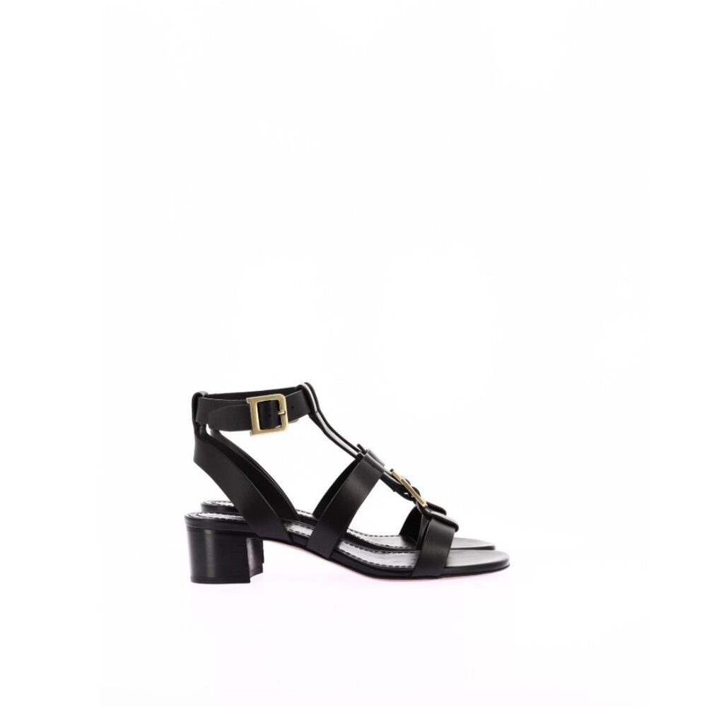 DIOR Black Leather Double-D Gold Buckle Sandal Size 38 - Pre-loved - Picture 3 of 9